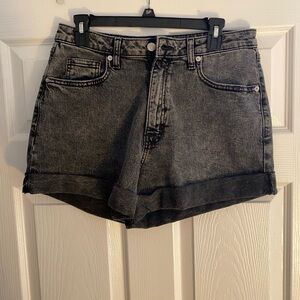super hi rise rolled cuff jean denim shorts gray black distressed wild new 8